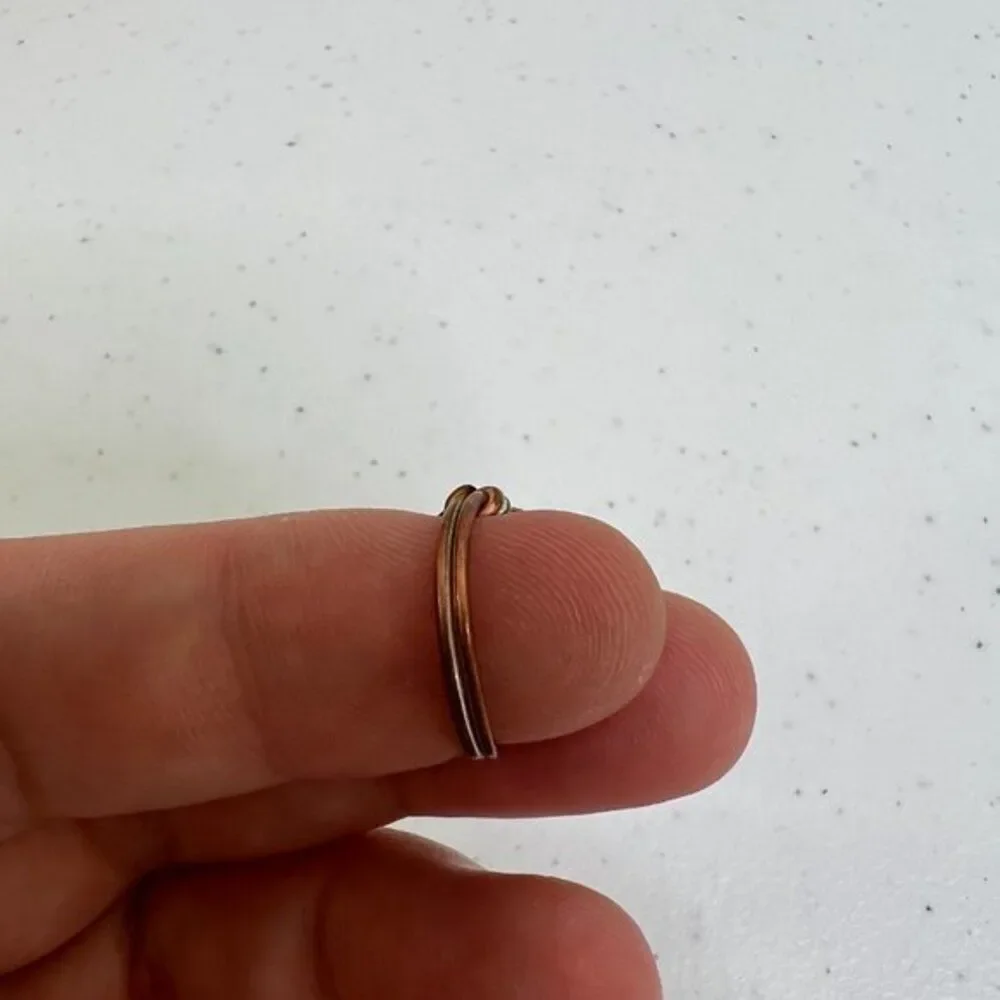 Wire Wrapped Ring Size 3 Copper Swirl Mixed Metal Small Twisted‎ Silver Tone